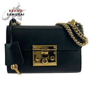 GUCCI Padlock black leather shoulder bag chain